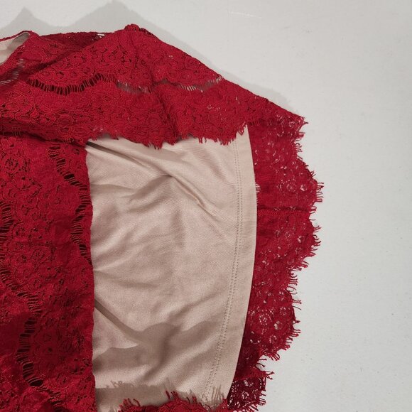 Lover Fire Blouse Lace Sleeveless Keyhole Beige Lining Large Red - Picture 4 of 12